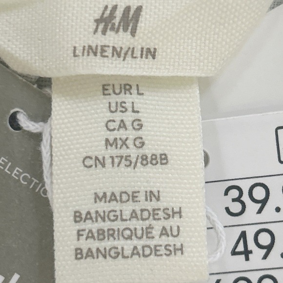 H&M Women's 100% Linen White Pants Pull-On Style Drawstring‎ Waist Size L NWT - Picture 4 of 7